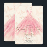 Butterfly Dance Peach Sparkle Dress Sweet 16 Party Kaart<br><div class="desc">Aanpassen voor elke gebeurtenis</div>