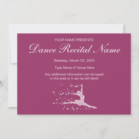 Butterfly Dancer- overweging of partijuitnodiging Kaart (Achterkant)