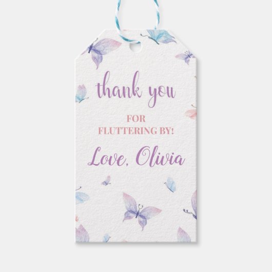 Butterfly Dank u Label dat vlotter wordt gemaakt d Cadeaulabel (Voorkant)
