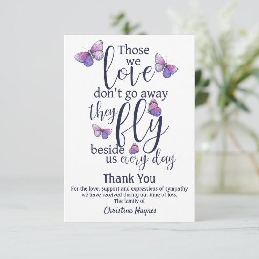 Butterfly Dank u voor het schimmelbegrip Bedankkaart (Staand voorkant)