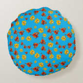 Butterfly Delicate Floral Naadloze Patroon Azure Rond Kussen (Achterkant)