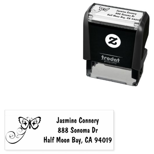 Butterfly Delicate Line Drawing Retouradres Zelfinktende Stempel (In situ)