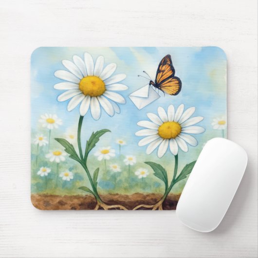 Butterfly Delivering Mail to a Daisy Muismat (Met muis)