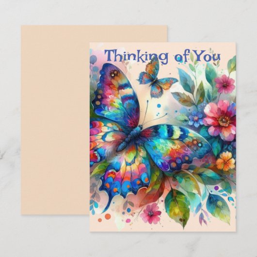 Butterfly Denken aan U Gepersonaliseerde Kaart (Voorkant / Achterkant)
