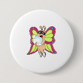 Butterfly Dentist Teeth Ronde Button 7,6 Cm (Voorkant)