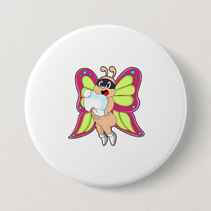 Butterfly Dentist Teeth Ronde Button 7,6 Cm