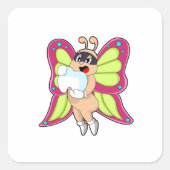 Butterfly Dentist Teeth Vierkante Sticker (Voorkant)