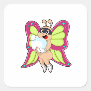 Butterfly Dentist Teeth Vierkante Sticker