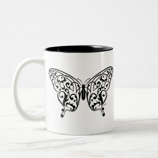 Butterfly_Design Tweekleurige Koffiemok (Links)