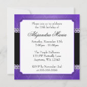 Butterfly Diamonds Paars Quinceanera Kaart (Achterkant)