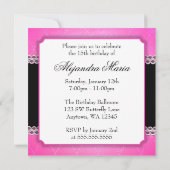 Butterfly Diamonds Pink Quinceanera Kaart (Achterkant)