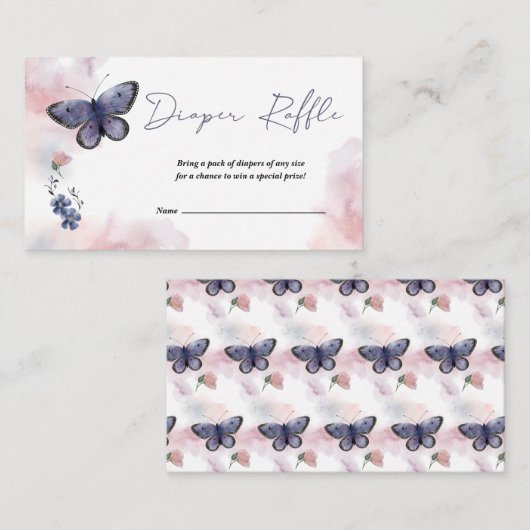 Butterfly Diaper Raffle Ticket voor Baby shower Informatiekaartje (Voorkant / Achterkant)