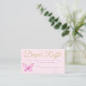 Butterfly Diaper Raffle Ticket voor Baby shower Informatiekaartje (Staand voorkant)