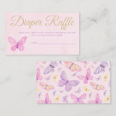 Butterfly Diaper Raffle Ticket voor Baby shower Informatiekaartje (Voorkant / Achterkant)