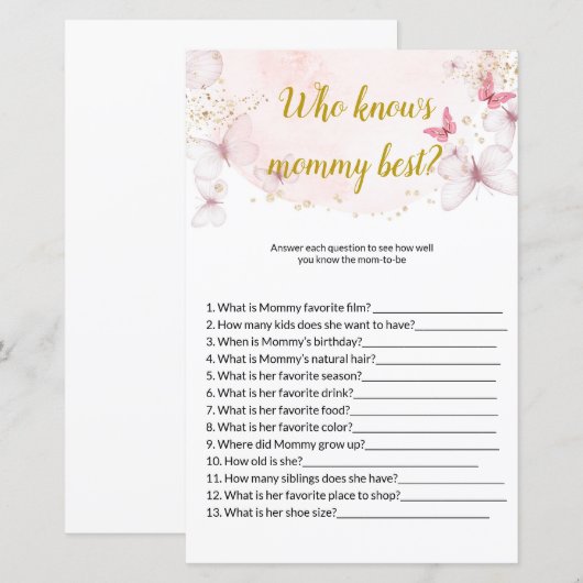 Butterfly die de beste Baby showers kent (Voorkant / Achterkant)