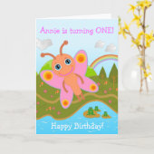 Butterfly die Happy Birthday wenst Kaart (Gele Bloem)