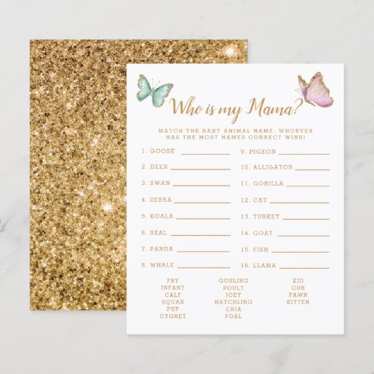 Butterfly die mijn Baby shower-spel is (Voorkant / Achterkant)