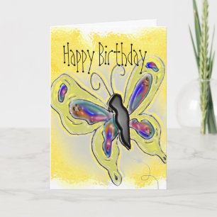 Butterfly Dimensional Yellow Birthday Kaart