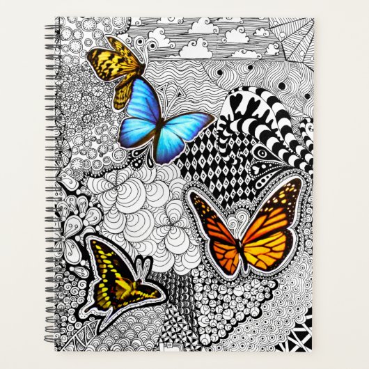 Butterfly Doodle Art Collage Planner (Voorkant)