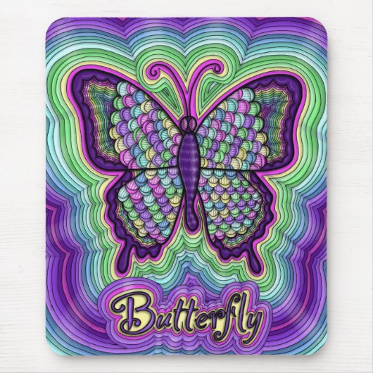Butterfly Doodle Mousepad Muismat (Voorkant)
