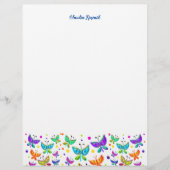 Butterfly Doodles Hand-Drawn Boho Natuur Briefhoofd (Voorkant)