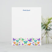 Butterfly Doodles Hand-Drawn Boho Natuur Briefhoofd (Staand voorkant)