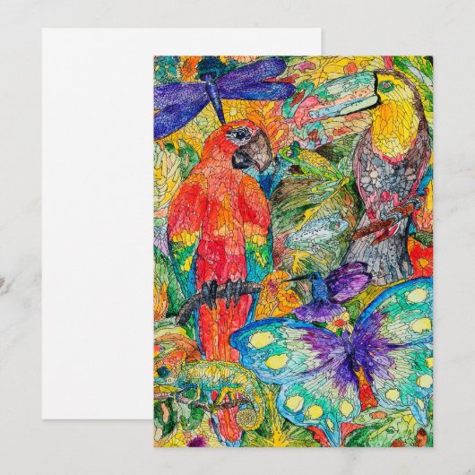 Butterfly  Dragonfly Canvas print |  funny gift Feestdagenkaart (Voorkant / Achterkant)