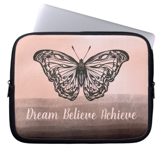 Butterfly Dream Believe te bereiken Laptop Sleeve (Voorkant)