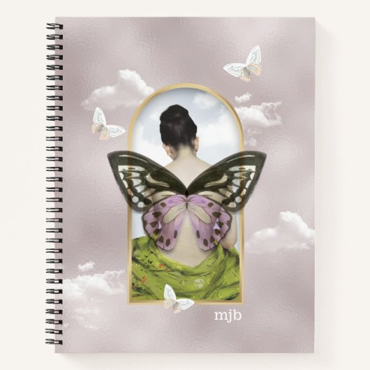 Butterfly Dream Fantasy Collage met Monogram Notitieboek (Voorkant)