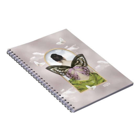 Butterfly Dream Fantasy Collage met Monogram Notitieboek (Rechterzijde)