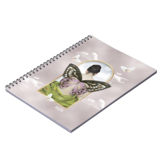Butterfly Dream Fantasy Collage met Monogram Notitieboek (Linkerzijde)