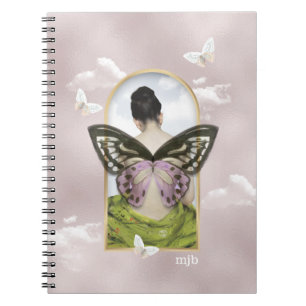 Butterfly Dream Fantasy Collage met Monogram Notitieboek