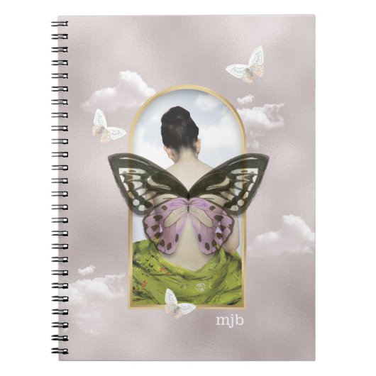 Butterfly Dream Fantasy Collage met Monogram Notitieboek (Voorkant)