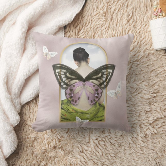 Butterfly Dream Feminine Fantasy Collage Kussen (Deken)