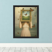 Butterfly Dream Lijst Canvas Kunstdruk Afdruk (Insitu (Houten vloer))
