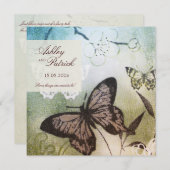 Butterfly Dream Wedding Kaart (Voorkant / Achterkant)