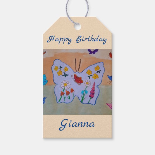 Butterfly Dreaming Birthday Cadeaulabel (Voorkant)