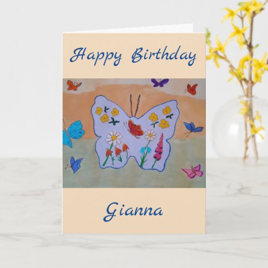 Butterfly Dreaming Birthday Kaart (Gele Bloem)