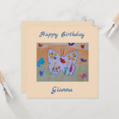 Butterfly Dreaming Flat Birthday-kaart Kaart (Voorkant / Achterkant in situ)