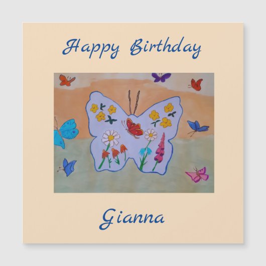Butterfly Dreaming Magnetic Birthday Card (Voorkant)