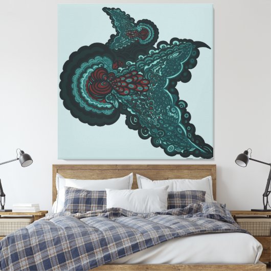 Butterfly Dreams:A Fusion of Flowers and Fantasy Canvas Afdruk (Insitu (Slaapkamer))