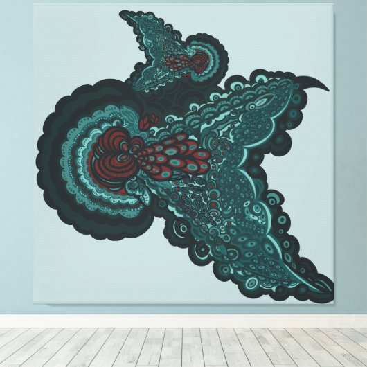 Butterfly Dreams:A Fusion of Flowers and Fantasy Canvas Afdruk (Insitu (Houten vloer))