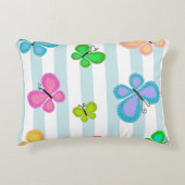 Butterfly Dreams Blue Stripe Accent Kussen (Voorkant)