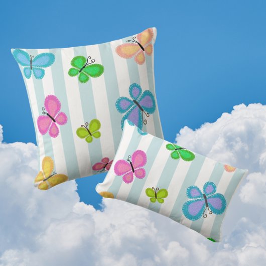 Butterfly Dreams Blue Stripe Kussen