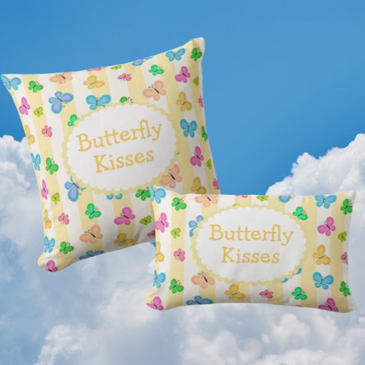 Butterfly Dreams Personalized Yellow White Stripe  Kussen