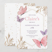 Butterfly Dreams Verjaardagsfeestje Kaart (Voorkant / Achterkant)