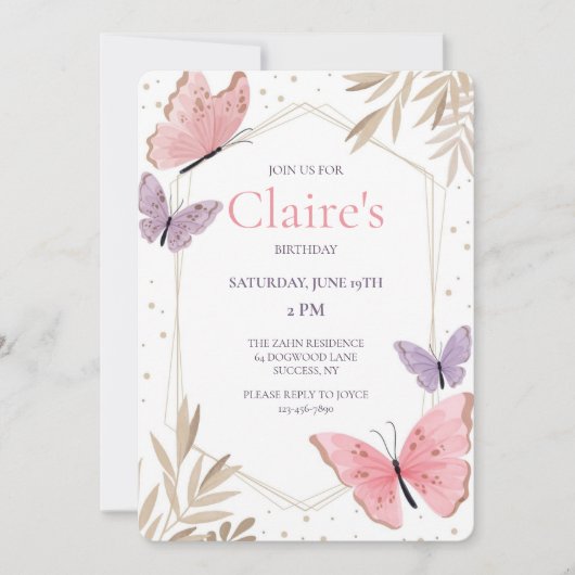 Butterfly Dreams Verjaardagsfeestje Kaart (Voorkant)