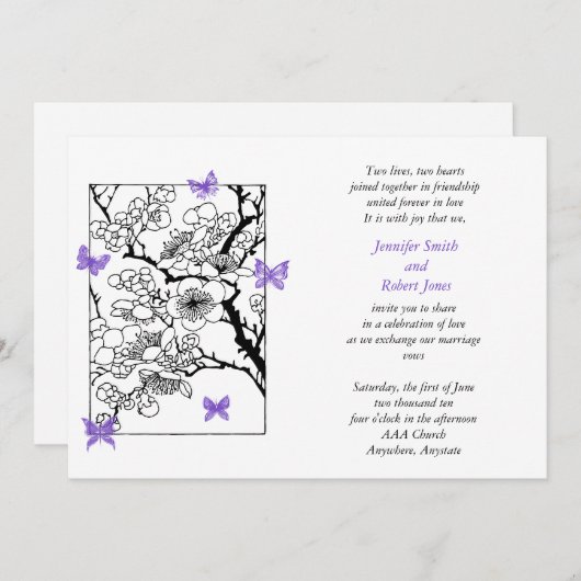 Butterfly Dreams Violet Weddenschap Kaart (Voorkant / Achterkant)