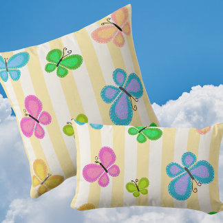 Butterfly Dreams Yellow White Stripe Kussen