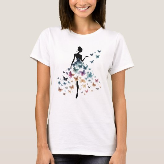 Butterfly Dress Silhouette Art T-shirt (Voorkant)